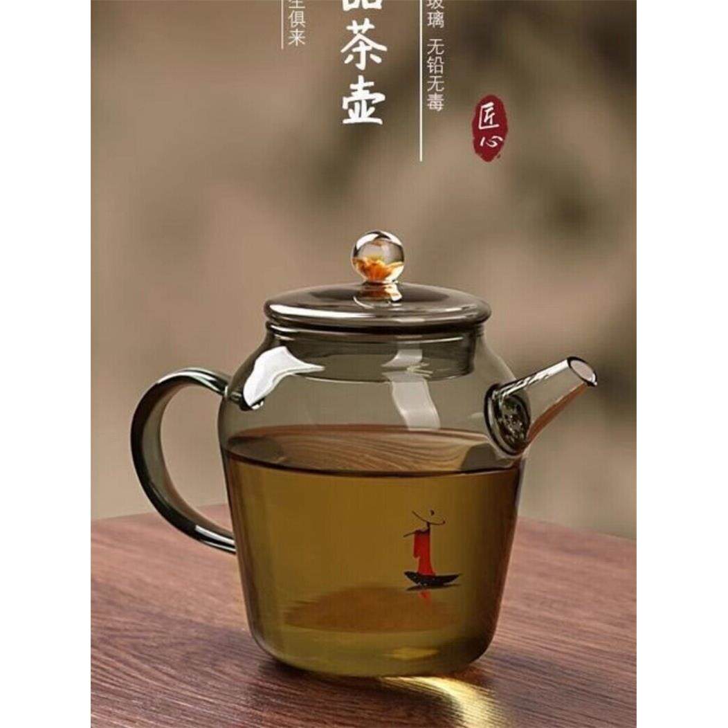 迷你一人饮小容量绿茶手工泡茶玻璃小茶壶专用泡茶壶一壶两杯茶壶