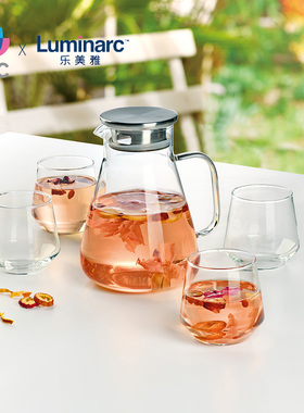 ARC乐美雅水壶水杯酒杯牛奶杯玻璃水具大口径套装家用套装5件装