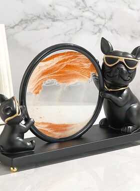 创意狗狗解压流沙画摆件艺术沙漏客厅玄关办公桌面装饰品乔迁礼物