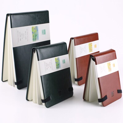 新款宝虹手账水彩本300g旅行手绘仿皮革水彩纸绘画纸写生随身口袋