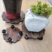 可移动花盆托盘圆形带滚轮实木带轮底座万向轮盆栽花托懒人凳