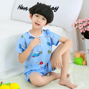宝宝绵绸套装 儿童棉绸睡衣1 薄款 短裤 夏季 11岁男孩女童短袖