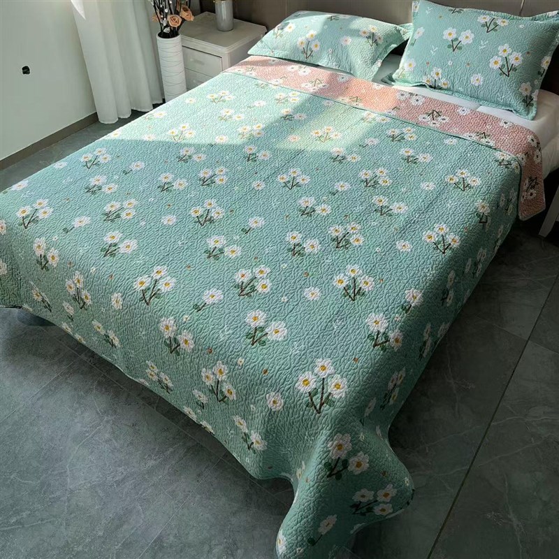 百分百双面纯棉斜纹床盖全棉绗缝被单件夹棉床单榻榻米炕四季通用