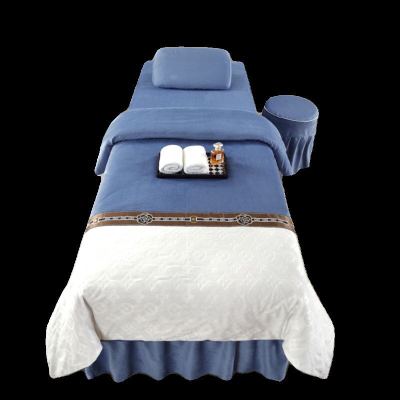 法莱珊瑚绒水晶绒美容美体按摩床罩四件套简约美容院用品专用罩套