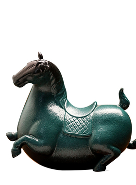 创意陶瓷招财唐马摆件吉祥动物工艺品中式客厅办公室书房玄关装饰