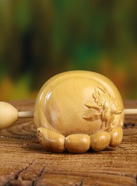 小叶黄杨木雕随身携带木鱼手把件实木打击乐器佛系念经法器小摆件