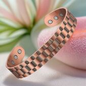 圆环 时尚 热销红铜手镯磁性男女式 宽面编织形复古开口可调新款