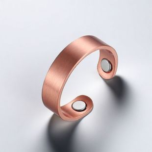 磁疗红铜戒指女生欧美感水晶时尚个性轻奢可调节高级感气质磁石