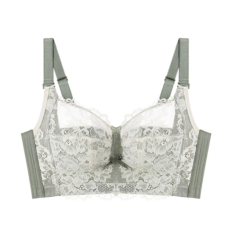 全罩杯女士聚拢防下垂薄款大胸显小文胸收副乳大码胖mm无钢圈内衣