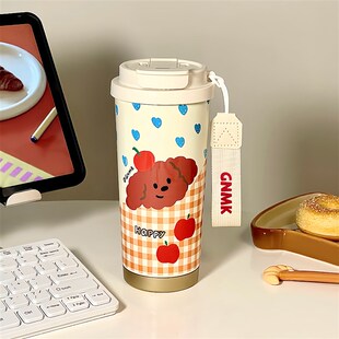 高颜值外出携带咖啡保温杯子外带便携H随行陶瓷内胆吸管可爱水杯