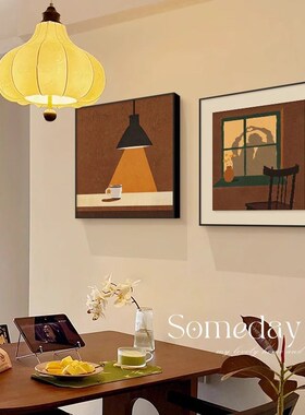 中古风餐厅墙面装饰画美拉德卧室壁画小众艺术餐桌挂画高级感