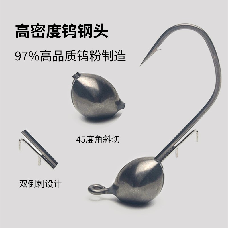 【言饵】钨钢内德钝角钩大钩门铅头钩黑坑路亚专用鲈鱼鳜鱼小克重