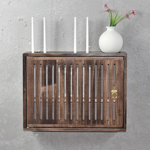 无线路由器收纳盒子壁挂式墙上免打孔弱电箱遮挡装饰实木置物支架