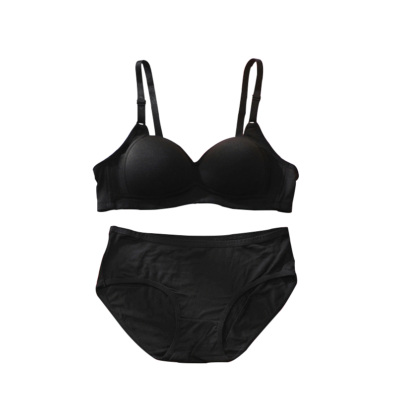 内衣内裤一套女学生高中少女小胸聚拢胸罩无钢圈薄款纯棉文胸套装