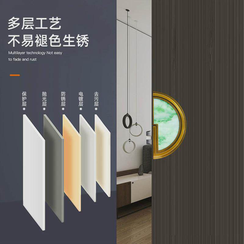 中式仿古雕刻园形大门拉r手半圆玻璃门把手古铜拉手木门推拉门扶