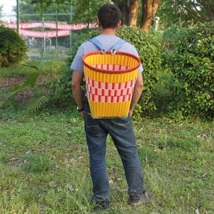 纯手工藤编背篓塑料双肩后背式大号仿竹编家用买菜采蘑菇背筐背篼
