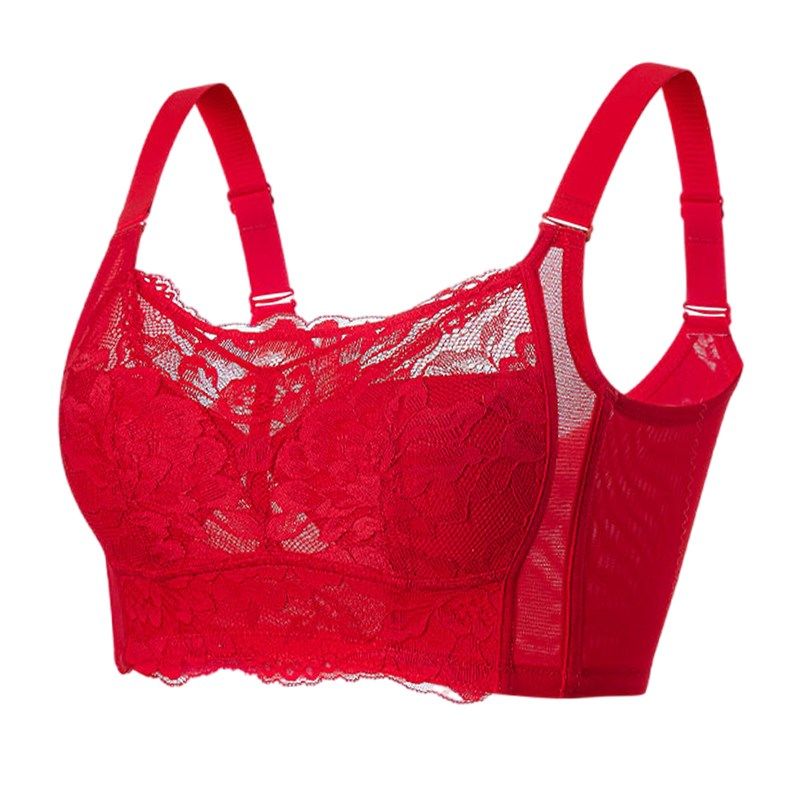 本命年内衣套装女蛇红色收副乳聚拢防下垂可拆卸肩带超薄大码文胸
