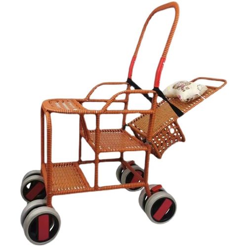 仿藤婴儿推车加高可躺儿童藤编折叠车宝宝竹藤推车轻便婴儿手推车