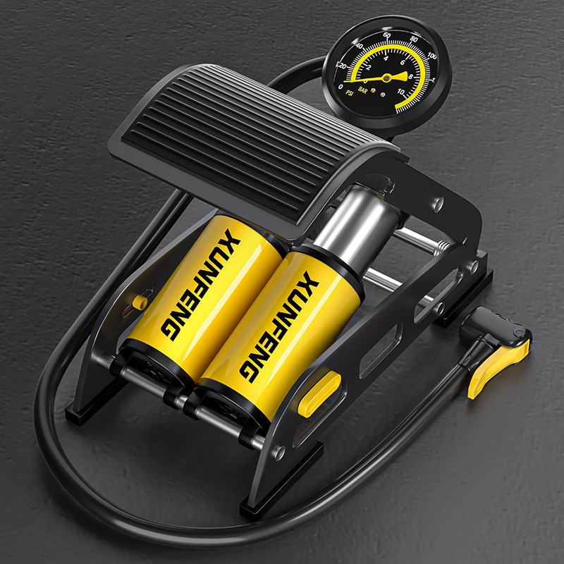 结义脚踩打气筒l汽车用自行车压式电动电摩托车脚踏家用泵