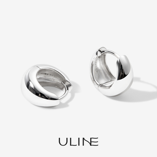 ULINE耳环纯银999足银耳圈银饰耳扣小号素圈通勤耳饰女高级防过敏