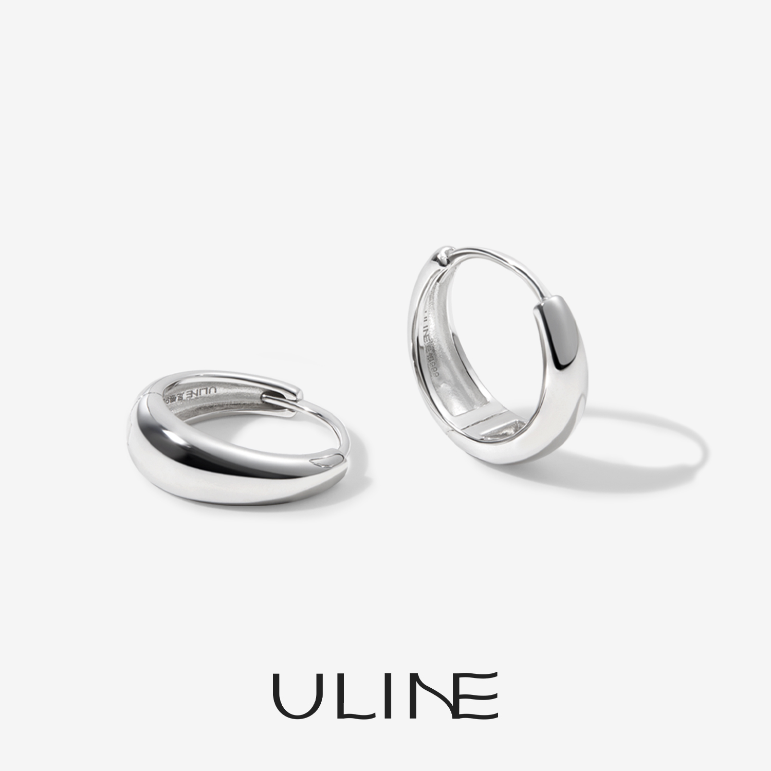 ULINE纯银999耳圈足银素圈耳环女