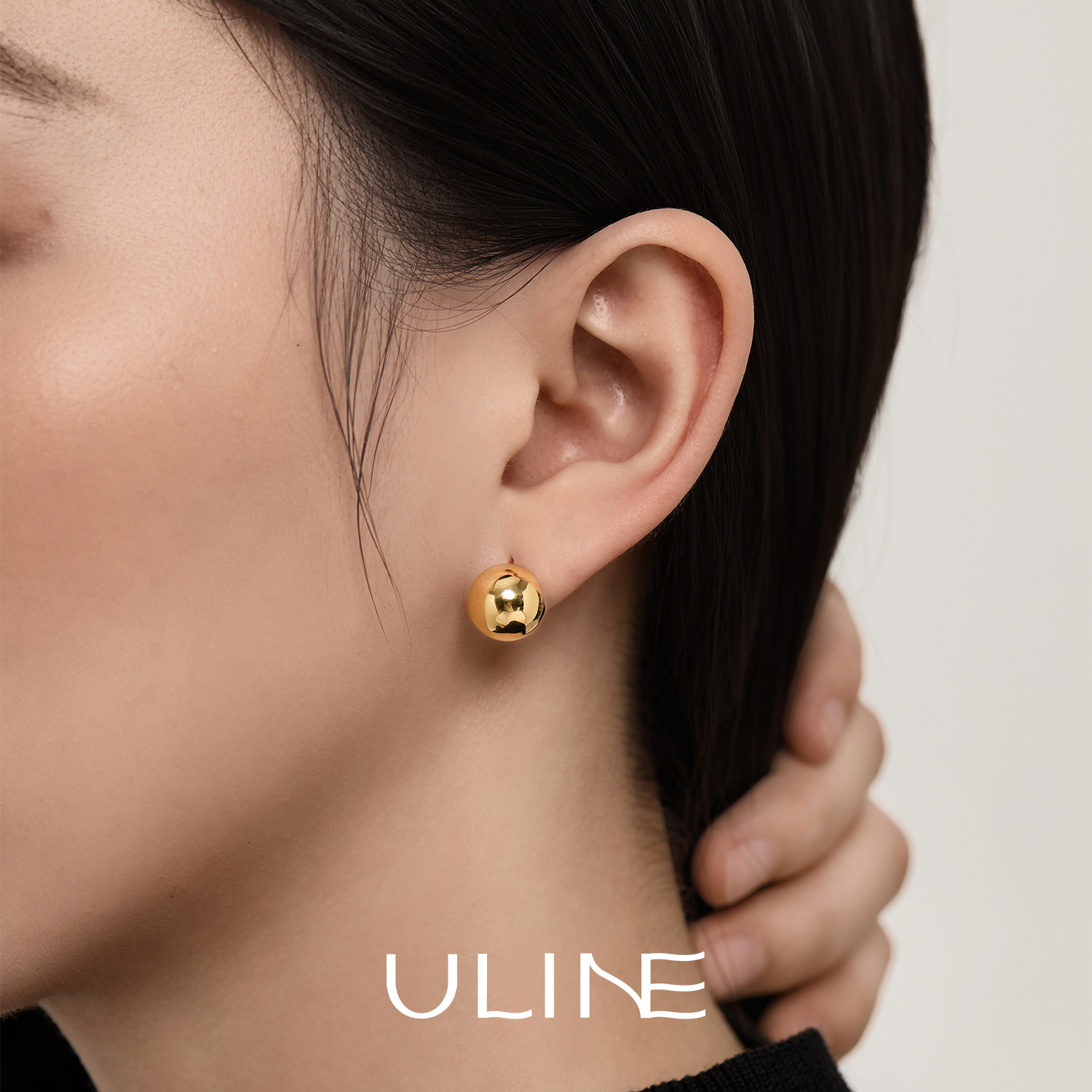 ULINE通体S925纯银耳钉豆豆耳饰