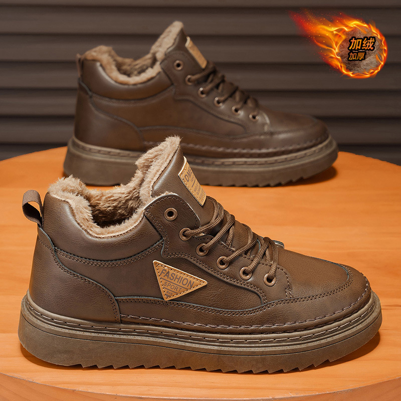 皮鞋男款2025新款高帮板鞋男士