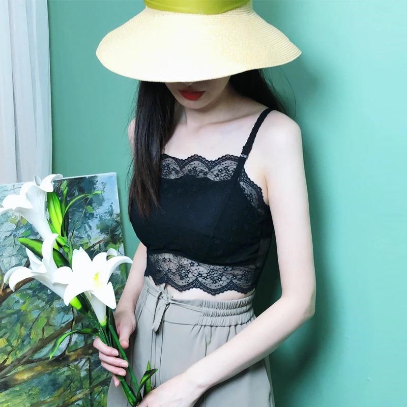 媚姬 369 蕾丝抹胸美t背内衣女夏季一体吊带防走光打底背心内搭