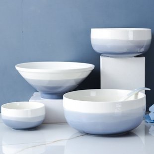 面碗喇叭碗 北欧饭碗家用创意网红陶瓷碗大号汤碗沙拉碗吃饭碗个性