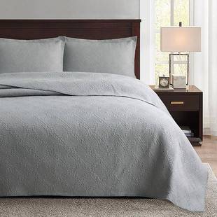 新外贸绣花工艺小麦纹床上纯棉床盖三件套四季 双面用床笠床裙床单