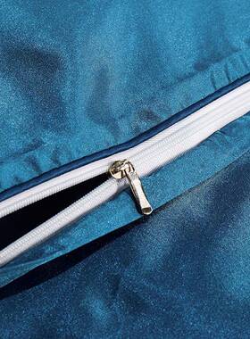 xyt轻奢真丝被套丝滑裸睡桑蚕丝绸缎被罩冰丝蓝色单双人被单纯色