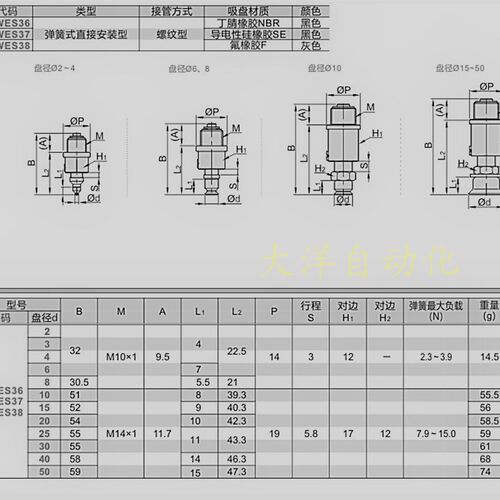 弹簧式直接安装型 J-WES36 J-WES3 内置缓冲弹簧支架金具标准吸盘