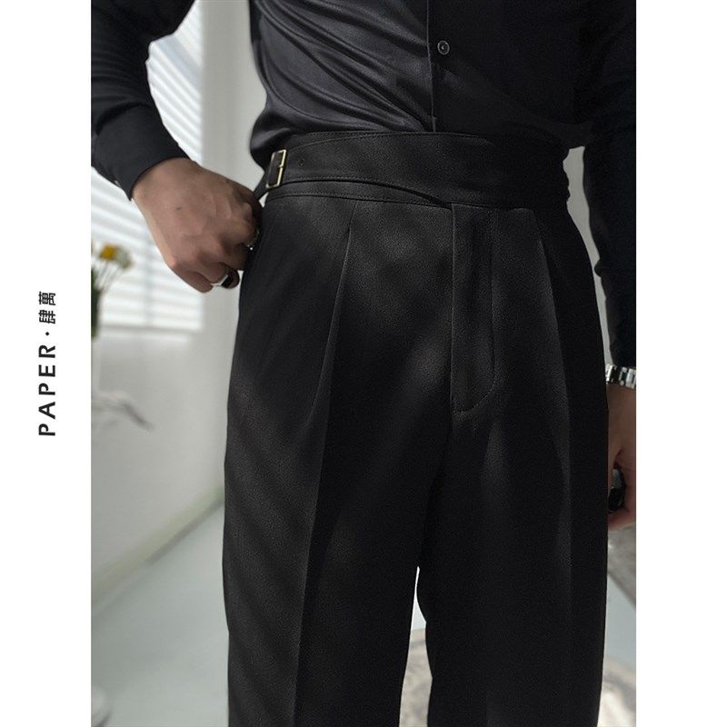 纯黑色复古高级感那不勒斯高腰直筒西裤商务深灰休闲裤西装长裤男,男装,休闲裤,淘宝优惠券,粉丝福利购,淘宝优惠卷