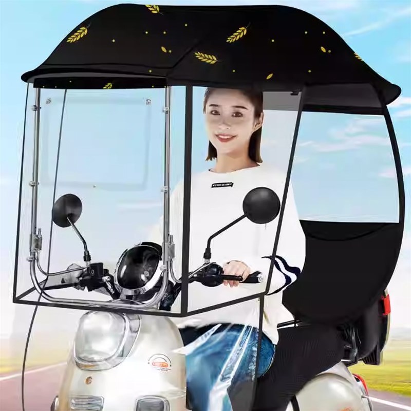 新型电动车雨棚2024新可拆卸旋转开窗挡风防晒防雨加厚遮阳伞雨棚