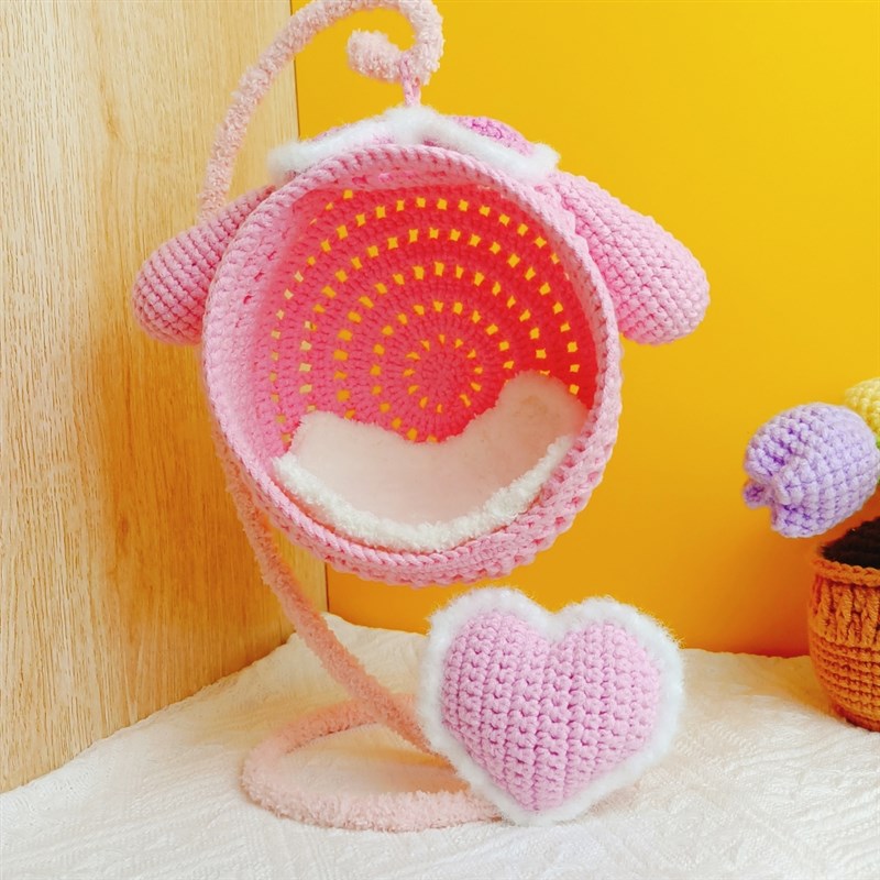 手工钩织蜜袋鼯宠物窝玩偶棉花娃娃吊篮礼品秋千娃屋家具吊床礼物