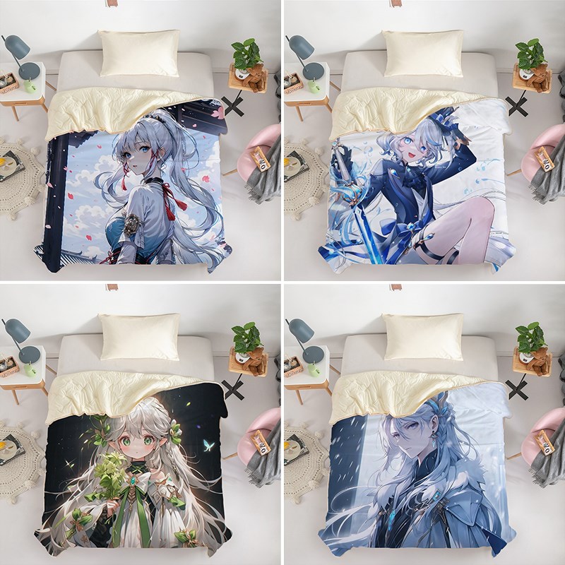2024新款原神夏凉被薄款芙宁娜二次元学生单人宿舍空调被芯可定制