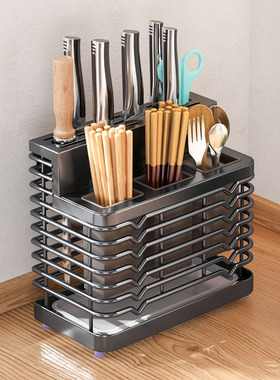 304不锈钢刀架子厨房置物架台面 筷笼筷子筒一体菜刀架专用置刀架
