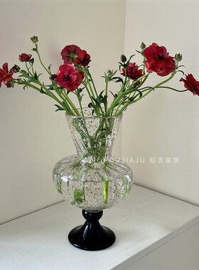 中古芬顿洒金琉i璃花瓶高脚杯法式高级感艺术风灯花器水养插花摆