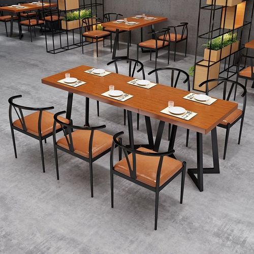 工业风实木餐桌烧烤店火锅店音乐餐吧清吧酒吧餐饮休闲餐桌椅组合