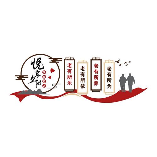 养老院文c化墙贴敬老传统背景墙面装饰画关爱老年人活动室中心布