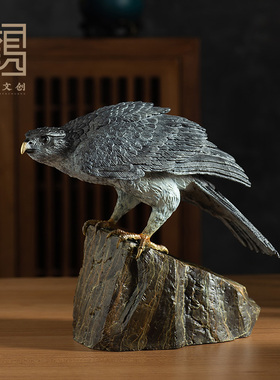 铜老鹰摆件仿石雕工艺品家居客厅玄关酒柜办公室桌面摆件开业礼物