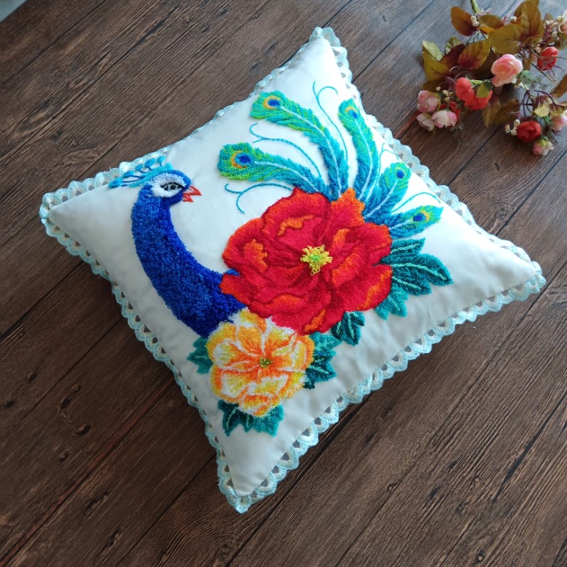 戳戳绣抱枕材料包手工掇花戳针diy戳戳乐结婚喜剁花绣抱枕diy礼物