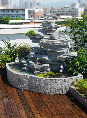 假山流水喷泉公司落地装饰摆件户外庭院J造景布置循环水鱼池办公