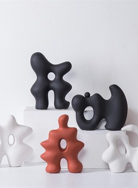 现代艺术不规则假山摆件样板房A售楼部前台装饰品创意几何形状摆