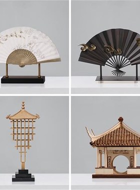 现代新中式禅意摆件客厅入户玄关博古架展示M柜样板房售楼处装饰