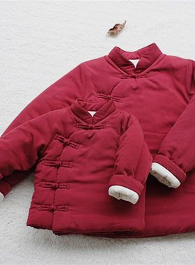 中国风冬装唐装汉服儿童外套加厚亲子棉衣棉服母女装母子装拜年装