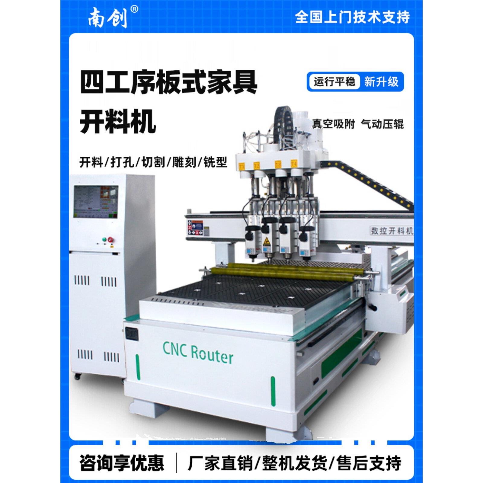 全自动数控开料机四工序全屋定制板式家具橱柜门隐形件木工开料机