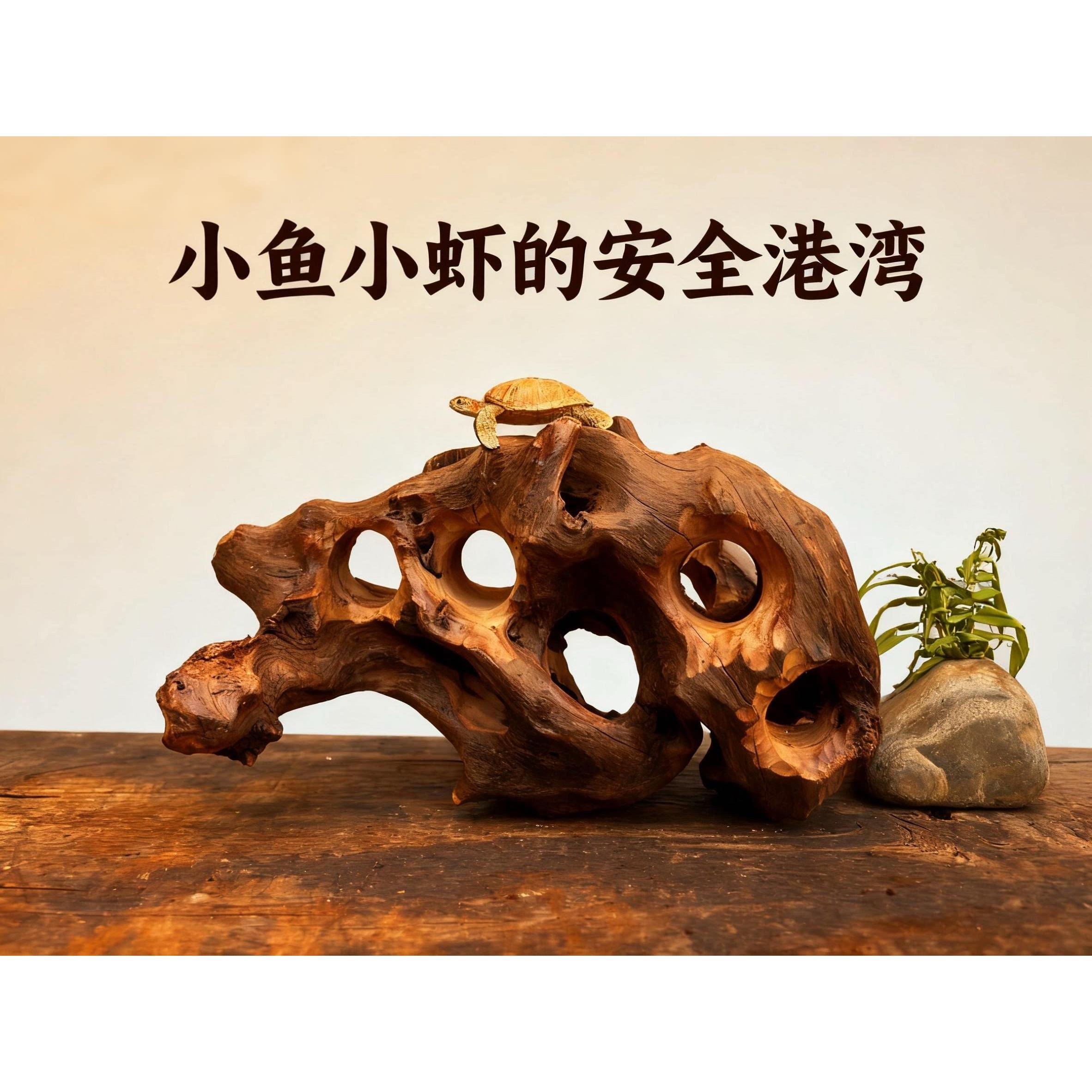 沉木多洞紫柚木寄居蟹缸造景躲避攀爬鱼缸造景水族装饰鱼虾躲避屋