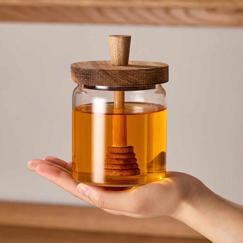 取蜂蜜专用勺罐相思木瓶装果酱玻璃分装食品级密封罐用棒带高硼硅