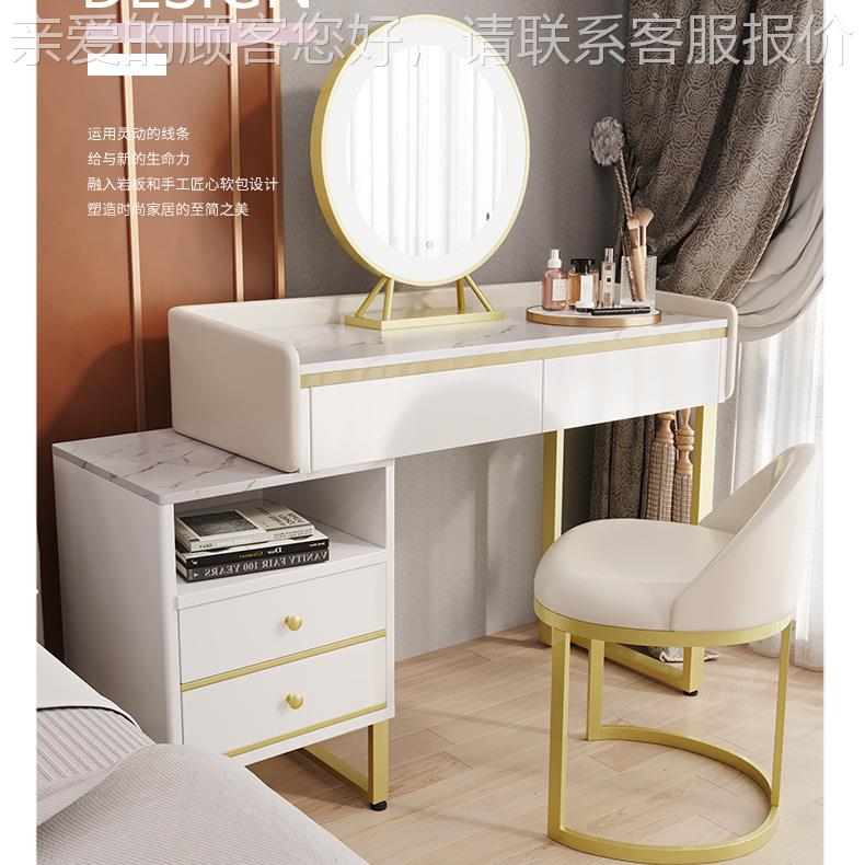 北欧i2142604物ns风白色大理石梳妆台 卧室钢椅烤漆储琴柜一体化